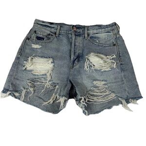 American Eagle Women’s Size 4 90s Boyfriend Shorts Jean Distressed Light  #1094